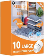 GONGSHI Vacuum Storage Bags with Electric Pump, 10-Pack, Large | Ideal for Comforters, Blankets, Bedding and Bulky Clothing; Great for Closet Organization, Seasonal Storage and Moving by GONGSHI