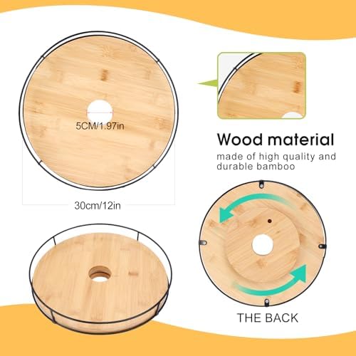 12" Lazy Susan with Umbrella Hole for Outdoor Patio Table - 360° Rotation Iron Turntable Organizer for Beach Umbrellas Patio Garden Swimming Pool - Image 3