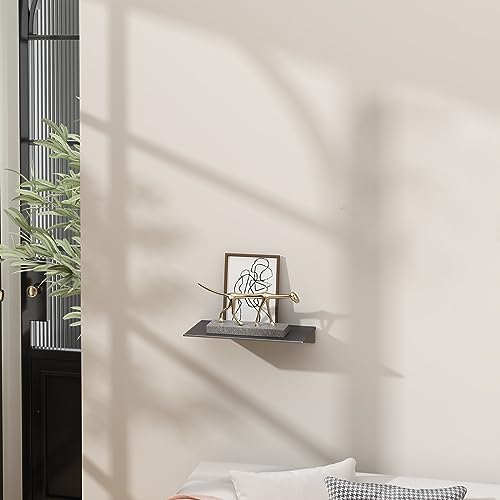 Danpoo 8 inch Gray Small Floating Shelf for Wall Organizer & Storage, Mini Display Shelf, Metal Wall Shelf for Bathroom, Living Room, Kitchen, Bedroom - Image 2
