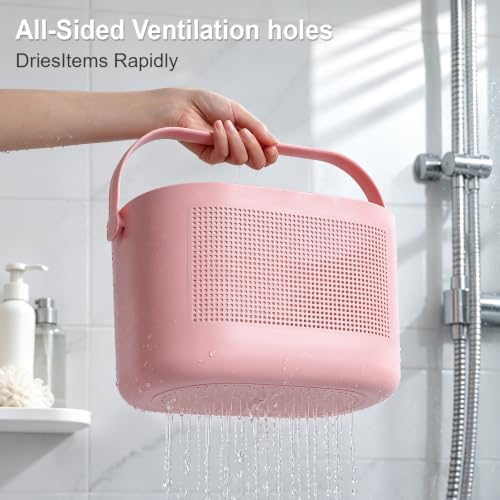 Plastic Portable Shower Caddy Basket, Storage Organizer with Handle, Pink - Image 2