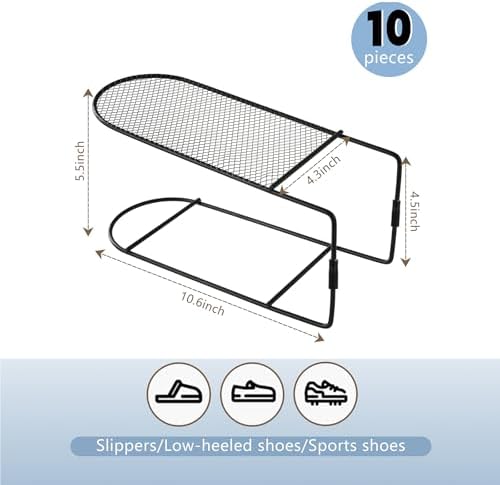 CiBiZi Shoe Slots Organizer 12Pack Metal Shoe Stackers for a Pair of Shoes Double Layer Shoe Holder Shoe Storage Closet Organizers Shoe Space Saver Organizador de Zapatos Black - Image 2