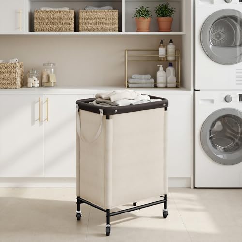 StorageWorks Laundry Hamper with Wheels and Removable Liner Bag, Beige, 90L - Image 5