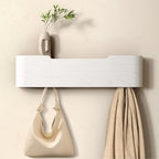 Wall Mounted Coat Rack with Shelf, Wooden Entryway Organizer with Hidden Metal Hooks for Hanging Coats Bags Keys, Modern Floating Shelf for Hallway Bathroom by VERASCOT