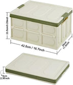 Phyllia Foldable Storage Boxes with Lids, 3 Pack Collapsible Plastic Storage Bins Organizer Containers Baskets Cub with Cover,Stackable Utility Crates Storage Box (Green, 30L) - Image 3