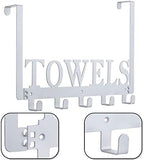Kuhome Over The Door Hooks, Towel Hooks for Bathroom, Towel Rack Towel Holder for Bathroom Bedroom Kitchen Pool Beach Towels Bathrobe Wall Mount Hang on The Door Cabinet Cupboard (Silver Grey) - Image 4