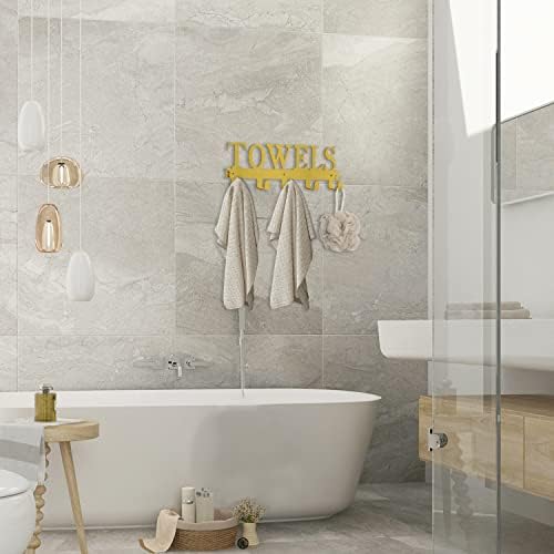Over The Door Hooks, Towel Holder for Bathroom, Door Mount Towel Rack Towel Hooks for Bedroom Kitchen Pool Beach Towels Bathrobe Wall Mount Hang On The Door Cabinet Cupboard Metal Sandblasted (Gold) - Image 4