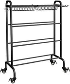 Basketball Racks Holder for Balls with Wheels, Rolling Metal Sports Equipment Storage Stand Organizer with Baskets and Hooks for Basketballs Footballs Volleyball, Black - Image 2