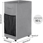 Chrislley Rolling Laundry Basket, 90L Foldable Laundry Hamper with Wheels - Image 2