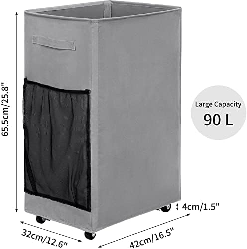 Chrislley Rolling Laundry Basket, 90L Foldable Laundry Hamper with Wheels - Image 2