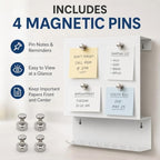 Wall Mounted Key Holder and Mail Organizer with 11 Hooks and 4 Pins,White - Image 7