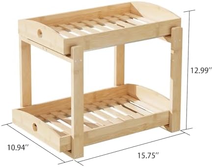 2 Pack Bamboo Under Sink Organizer, 2-Tier Pull-Out Drawers, Kitchen & Bath - Image 2
