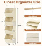 4 Shelf Hanging Closet Organizer Closet Storage for Wardrobe 2 Packs Beige | Hanging Storage Organizer for Closet Organizers and Storage, Hanging Clothes Organizer for Closet Organizer Closet Shelves - Image 3
