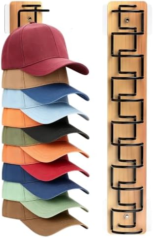 2 Pack Wooden Hat Rack, Each Holds 11 Baseball Caps, Adhesive/Screw Mount by Unknown