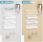 4 Tier Hair Tool Organizer Wall Mount, curling iron holder Basket, White - Image 4