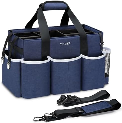 Ytonet Extra Large Cleaning Caddy Bag with Dividers, Foldable Cleaning Tote by YTONET