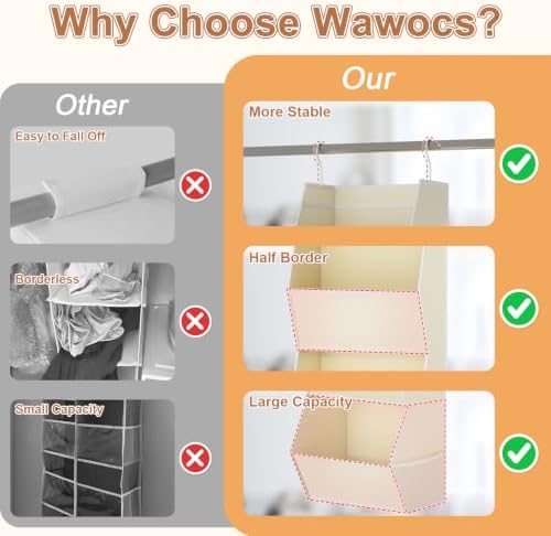 4 Shelf Hanging Closet Organizer Closet Storage for Wardrobe 2 Packs Beige | Hanging Storage Organizer for Closet Organizers and Storage, Hanging Clothes Organizer for Closet Organizer Closet Shelves - Image 4