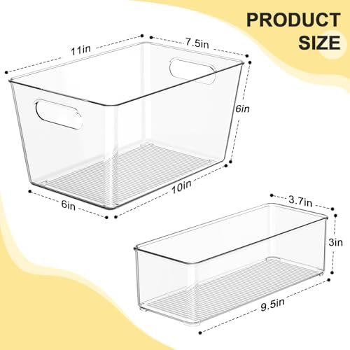 Set of 8 Pantry Organizers and Storage, Clear Plastic Bins(6L+2S) - Image 2