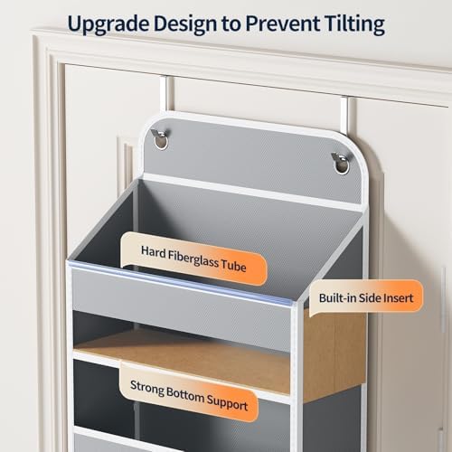 Yecaye Over Door Organizer, 60 lbs Load Capacity, Metal Hanging Storage with 6 Shelves for Toys, Bathroom, Nursery, Dorm Room, Grey,1Pc - Image 4