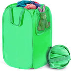 HOUSE AGAIN Upgraded Polyester Pop Up Laundry Hamper, Collapsible Laundry Baskets with Durable Handles Solid Bottom High Steel Frame and Side Pocket, Easy Open & Save space,Perfect for Storage(Green) by HOUSEAGAIN