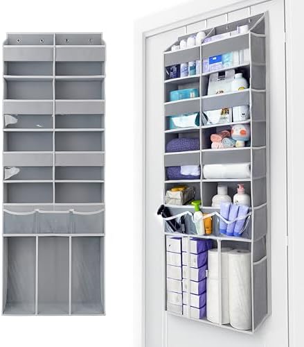 Extra Large Over The Door Organizer with Clear Pockets - 8 Compartments & XL Bottom Storage, Heavy-Duty Hanging Organizer for Bathroom, Bedroom, Closet (57 Inch Height). - Image 3