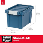 IRIS USA 6-Pack 5 Gal Heavy Duty Lockable Storage Totes with lids, Navy - Image 2
