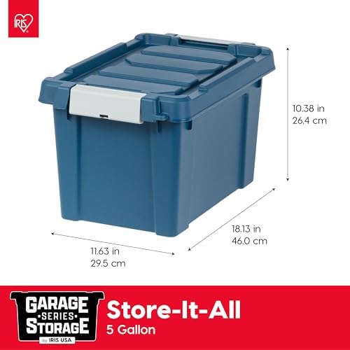 IRIS USA 6-Pack 5 Gal Heavy Duty Lockable Storage Totes with lids, Navy - Image 2