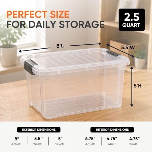 Superio Clear Storage Bins with Lids, Stackable Deep Storage Boxes with Latches and Handles, Extra Small, 4 Pack, Deep Containers for Home, Garage, and Kitchen - Image 3