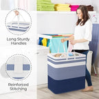 StorageRight Laundry Basket Hamper Large Collapsible Laundry Hamper with Easy Carry Handles，Freestanding Clothes Hampers for Laundry, Bedroom, Dorm, Clothes, Towels, 100L, Gradient Blue - Image 4