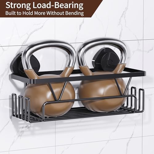 KEGII Shower Caddy Suction Cup, 3 Pack Removable Shower Shelves with Hooks & Soap Holder, No Drilling Bathroom Organizer, Waterproof Suction Storage for Inside Shower, Black - Image 5