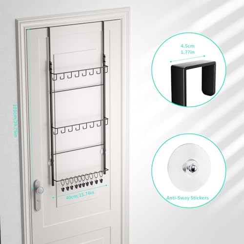 HapiRm Over Door Hat Rack - 3 Tier Wall Mounted Hat Organizer with 16 Hooks and 10 Movable Clips, Baseball Cap Organizer Storage Holds up to 26 Caps for Door, Bedroom, Closet USPTO Patented - Image 5