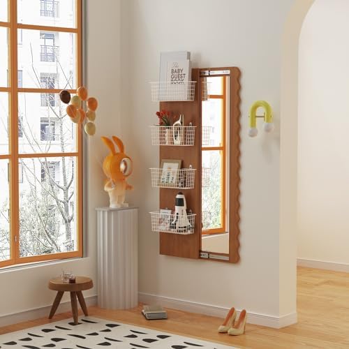 MaraFansie [Extra Large Wire Basket 2-Pack Hanging Wall Organizer Cabinet Storage Basket Wall Mounted Shelves Rustic Farmhouse Decor for Home Kitchen Bathroom, White - Image 4
