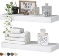 QEEIG Bathroom Floating Shelves for Wall - 15.7" Wall Mounted Shelf Over Toilet Farmhouse Home Decor Display Bookshelf Small 15.7 x 6.7 inch Set of 2, White (008-40W) by QEEIG
