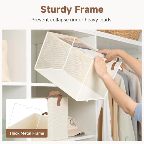 StorageWorks Closet Storage Bins, Storage Baskets for Shelf, Beige, 2-Pack - Image 4