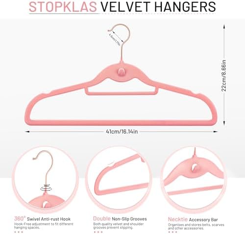 Velvet Stackable Hangers 30 Pack, Clothes Hanger Non Slip Felt with Hook - Image 2