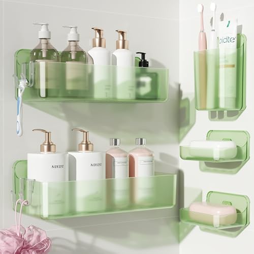 Nieifi Adhesive Shower Shelves, Green, 5 Pieces by Nieifi