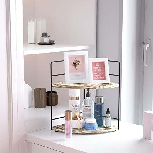 ZGO 2-Tier Bathroom Counter Organizer, Corner and Makeup Organizer for Vanity and Kitchen Counter, Wood - Image 2
