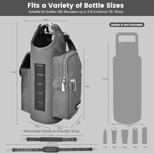 icolor Magnetic Gym Bag Water Bottle Carrier Holder with Phone Pockets & Shoulder Strap,Gym Magnetic Bag 5 Built-in Magnets Gym Accessories Organizer Sling Bottle Bag Pouch Sleeve - Image 3