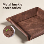 CoBak Leather Valet Tray, Premium PU Leather Catch-All Tray for Entryway Table Key, Phone, Wallet, Coins & Jewelry, Bedside Nightstand Desk-top Catchall (Brown) - Image 6