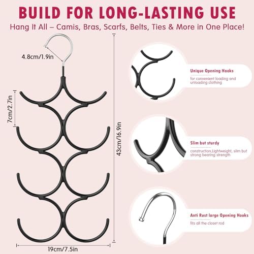 DOIOWN Tank Top Hanger,2 Pack Space Saving Hangers Bra Camisole Hanger,Small Closet Organizers and Storage for Dorm & Apartment Holds Camisoles,Bras,Scarfs,Ties,Belts - Image 5