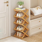 YYW Shoe Rack, Foldable Bamboo Shoes Shelf, Freestanding Shoe Storage Organiser for Entryway, Hallway, Bedroom, Closet (Wood Color, 5 Layers) by YYW