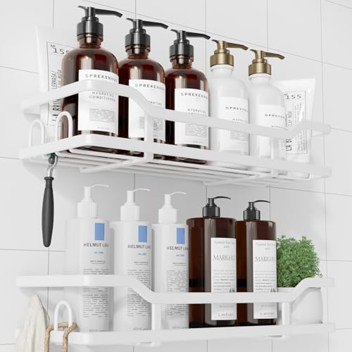 Kitsure Shower Caddy, Adhesive Shower Organizer, X-Large, White by Kitsure