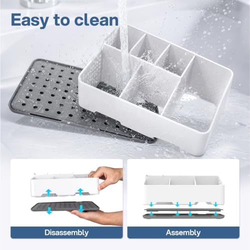 TQRR Bathroom Countertop Organizer -6 Slots Drain Tray Toothbrush Holders - Image 6