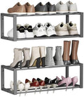 Homeiju Hanging Shoe Organizer,2 Pack Wall Mounted Shoe Rack Holds 12 Pairs,Space Saving Metal Wall Shoe Rack,Hanging Shoe Rack Shoe Holder for Small Space,Entryway,Closet,RV,Camper (Grey) by Homeiju