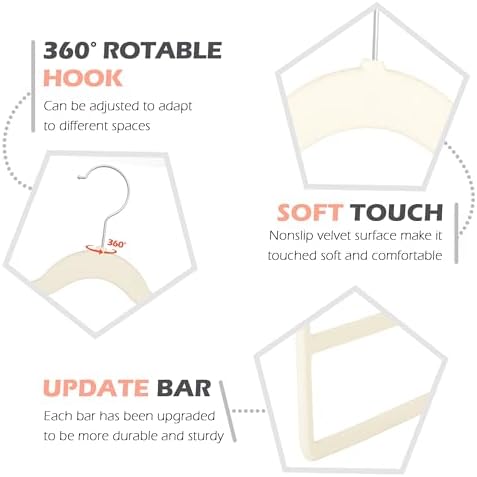 Velvet Pant Clothes Hanger Space Saving Non Slip Hanger Jean Slack Hangers | Multiple Velvet Hanger Closet Organizer Storage and Organization for Jeans,Scarf,Tie(3, Beige) - Image 7