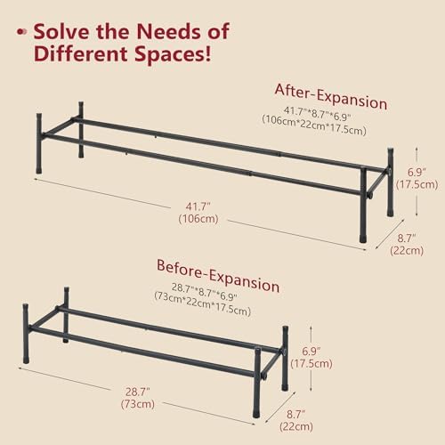 Tajsoon Expandable Shoe Rack for Closet 1 Tier, 28“-41“Stackable, Black - Image 3