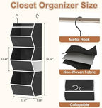 Hanging Closet Organizer Collapsible Bedroom Closet Organization, 3 Shelf | Closet Organizers and Storage Hanging with Mesh Pocket for Clothes, Closet Hanging Organizers and Storage for Wardrobe, Black - Image 3