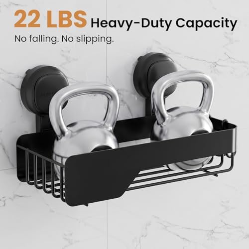 LEVERLOC Shower Caddy Visual Safety Suction Cup, Shower Shelves Black - Image 4