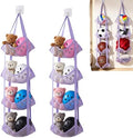 2 Pack Hanging Ball Storage Organizer, 4-Tier Mesh Holder for Basketballs, Soccer Balls and Toys, Space-Saving Ball Organizer for Kids Room, Garage & Home Ball Storage Solution (Purple) by Unknown