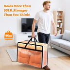 BlissTotes Moving Bags 90L 4PCS, Clear Clothes Storage Under Bed Storage | Foldable Clothes Storage Bags with Sturdy Zippers & Handles for Comforter, Bedding, Books, Sheet, Transparent Containers - Image 2