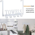 Kuhome Over The Door Hooks, Towel Hooks for Bathroom, Towel Rack Towel Holder for Bathroom Bedroom Kitchen Pool Beach Towels Bathrobe Wall Mount Hang on The Door Cabinet Cupboard (Silver Grey) - Image 2